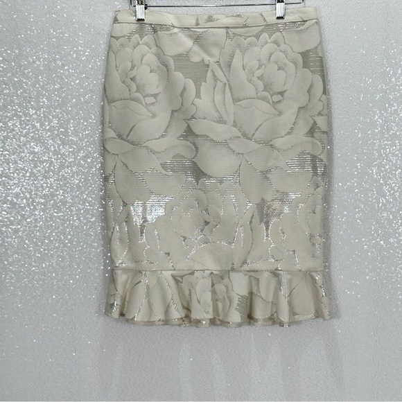 Anna Molinari Italy Floral Jacquard Blazer Skirt Suit Set Metallic Silver 10 - Picture 11 of 15